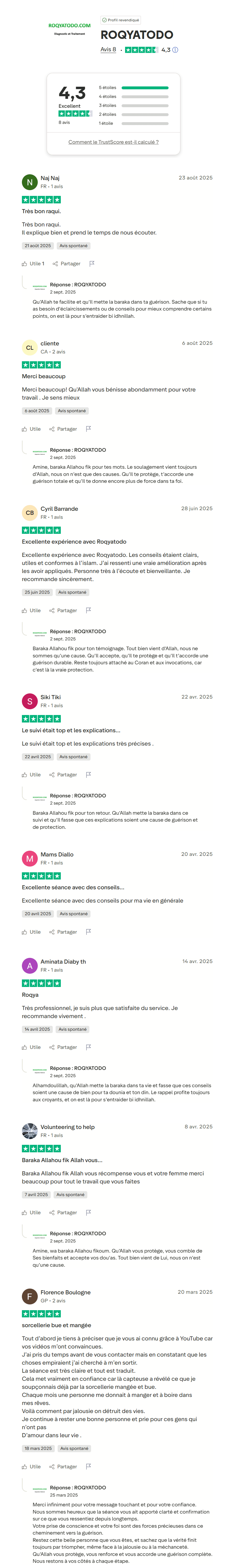 Capture profil Trustpilot